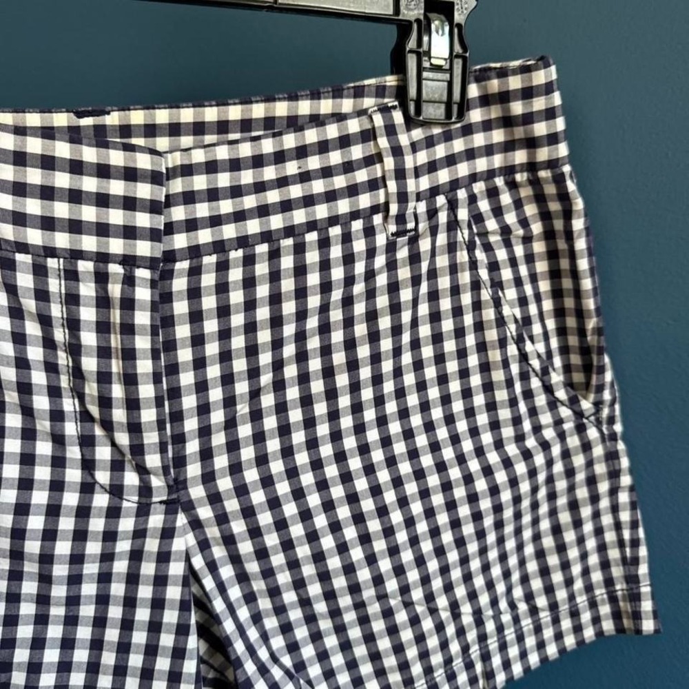 J.Crew Gingham Micro Shorts Women's Size 0 Blue White 2010 Y2K Preppy Low Rise - Picture 4 of 8